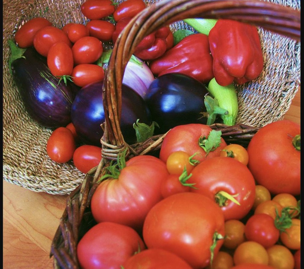 A colorful spread of fresh vegetables and fruit